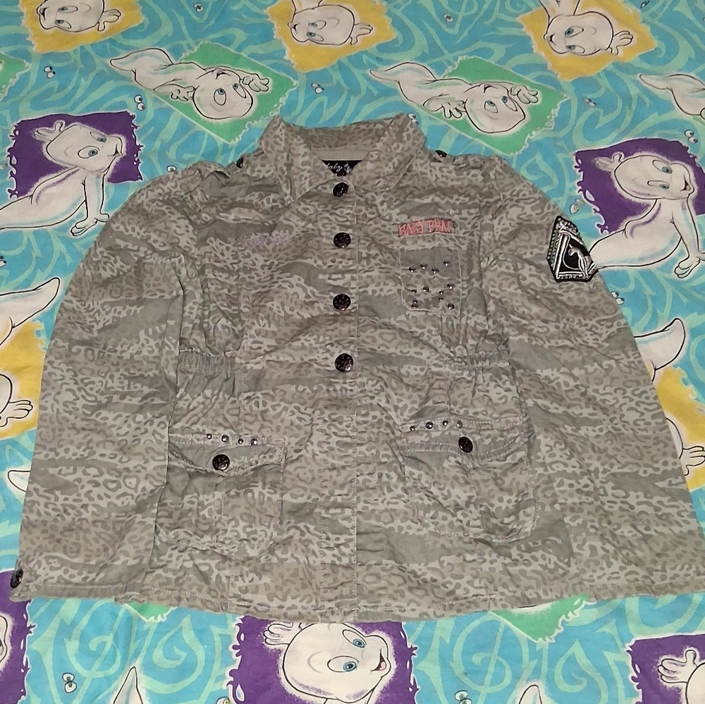 Y2K Baby Phat Vintage Camo Army Jacket Beanie Cap Hat